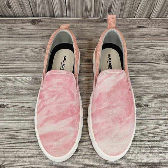 Karl Lagerfeld Paris Suede Slip On Sneakers Shoes-Pink Tie Dye - Men\'s Size 9NEW main image 11